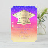 Goldene Graduierungskappe, Diamanten Ombre-Abschlu Einladung (Stehend Vorderseite)