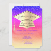 Goldene Graduierungskappe, Diamanten Ombre-Abschlu Einladung (Vorderseite)