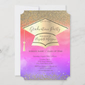 Goldene Graduierungskappe, Diamanten Ombre-Abschlu Einladung (Vorderseite)