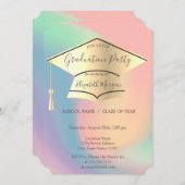 Goldene Graduierungsobergrenze, farbenfroher Absch Einladung (Vorne/Hinten)