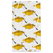 Goldene Graduierungsobergrenze mit Confetti Kleine Geschenktüte (Rückseite)