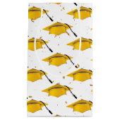 Goldene Graduierungsobergrenze mit Confetti Kleine Geschenktüte (Vorderseite)