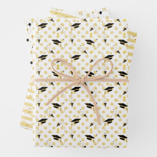 Goldene Graduierungspartei 3 Geschenkpapier Set (Beispiel)