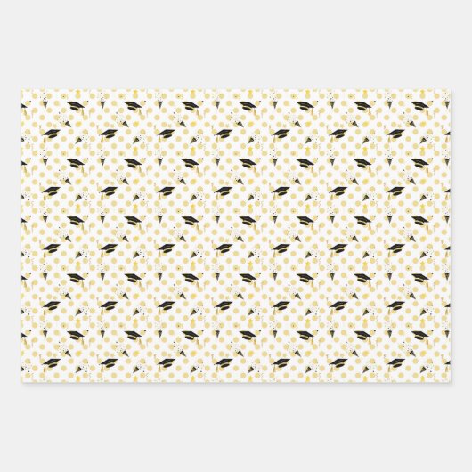 Goldene Graduierungspartei 3 Geschenkpapier Set (Vorderseite)