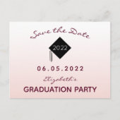 Goldene Graduierungspartei Save the Date Rose Postkarte (Vorderseite)