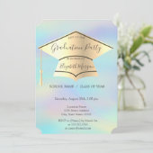 Goldene Graduierungspauschale,Holografischer Absch Einladung (Stehend Vorderseite)