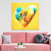 Goldene Graffiti Herzklopfkunst Leinwanddruck (Insitu (Wohnzimmer))