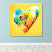 Goldene Graffiti Herzklopfkunst Leinwanddruck (Insitu (Holzboden))