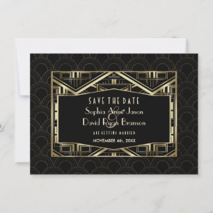 Goldene Great Gatsby Art Deco Stil Save The Date