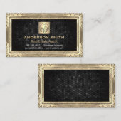 Goldene Grenze | Gebäude-Symbol | Geometrisch Visitenkarte (Vorne/Hinten)