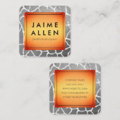 Goldene Grenze mit Chic Graues Muster Quadratische Visitenkarte (Vorne/Hinten)