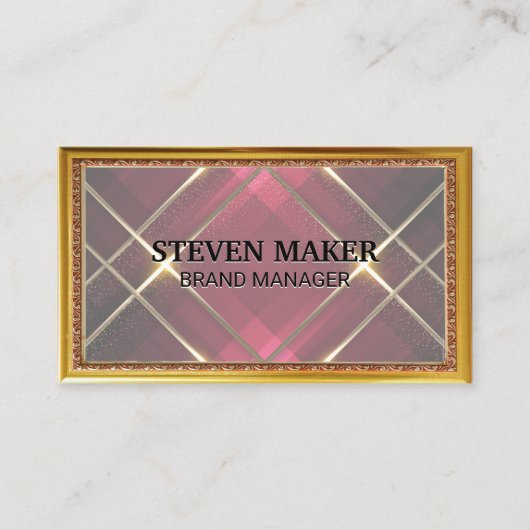 Goldene Grenze | Rote Streifen | Goldlinien Visitenkarte (Vorderseite)