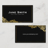 Goldene Grenzen Eleganter schwarzer Hintergrund Visitenkarte (Vorne/Hinten)