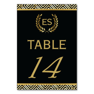 Goldene griechische Schlüssel-, Lorbeerkranz-Hochz Tischnummer