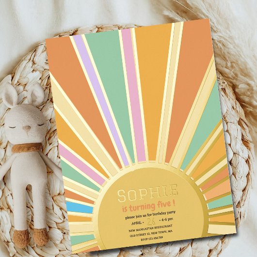 goldene Großsonne mit Rochen Einladung zum Geburts