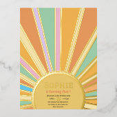 goldene Großsonne mit Rochen Einladung zum Geburts (Vorderseite)