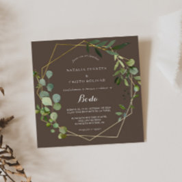 Goldene grünbraune Hochzeit Einladung