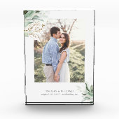 Goldene Grüne Blätter Romantische Eleganz Fotoblock (Vorderseite)