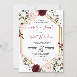 Goldene Grüne Burgundy Wedding Einladung