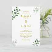Goldene Grüne Einladung zur Hochzeit (Stehend Vorderseite)