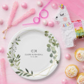 Goldene grüne Eukalyptus-Hochzeit Pappteller (Party)