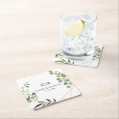 Goldene grüne Eukalyptus-Hochzeit Rechteckiger Pappuntersetzer (Vor Ort)