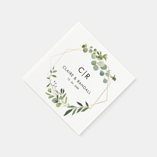 Goldene grüne Eukalyptus Wedding Napkins Serviette (Ecke)