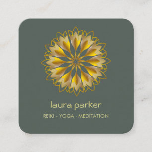 Goldene Grüne Lotusblume Yoga Ganzheitliche Medita Quadratische Visitenkarte