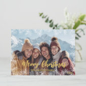 Goldene grüne Moderne Foto Weihnachten (Stehend Vorderseite)