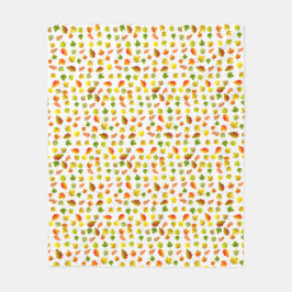 Goldene, grüne, orange Herbstblätter in Weiß Fleecedecke