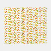 Goldene, grüne, orange Herbstblätter in Weiß Fleecedecke (Vorderseite (Horizontal))
