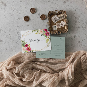 Goldene Grüne Rosa Rosa Rosa Danke Postkarte