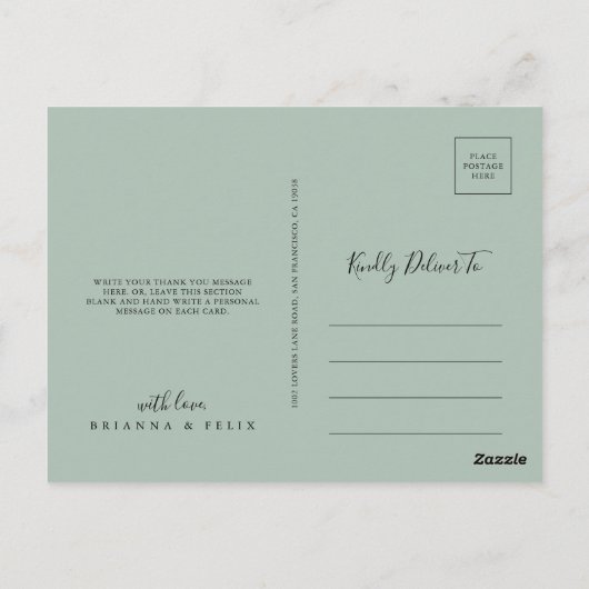 Goldene Grüne Rosa Rosa Rosa Danke Postkarte (Rückseite)