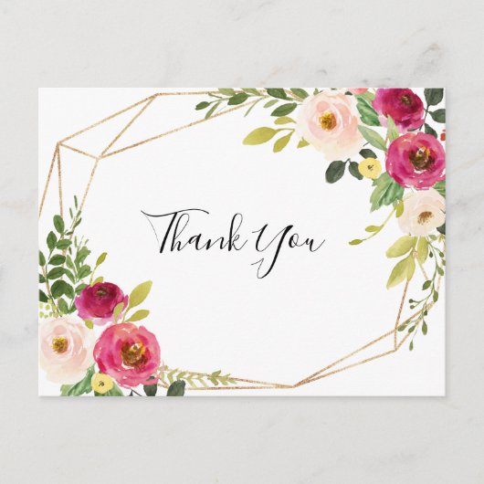 Goldene Grüne Rosa Rosa Rosa Danke Postkarte (Vorderseite)