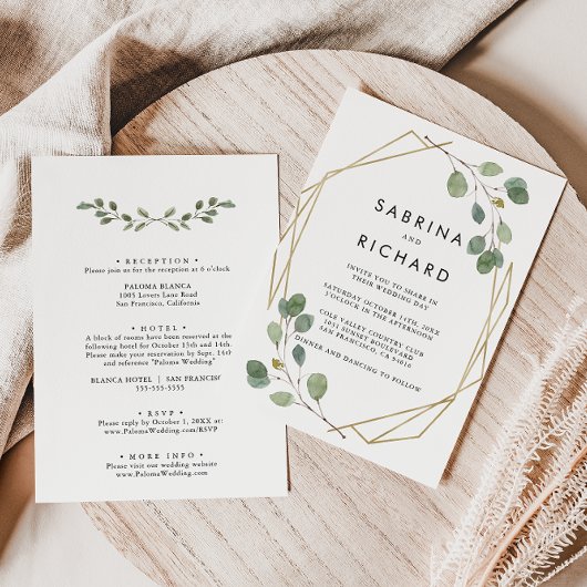 Goldene grüne Rückseite und Vorderseite Einladung