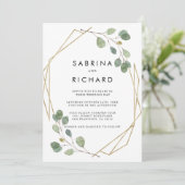 Goldene grüne Rückseite und Vorderseite Einladung (Stehend Vorderseite)