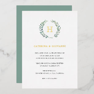 Goldene Grüne Rustikale Hochzeitsempfehlung Folieneinladung