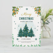 Goldene grüne Weihnachten Einladung (Stehend Vorderseite)