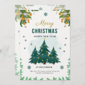 Goldene grüne Weihnachten Einladung (Vorne/Hinten)