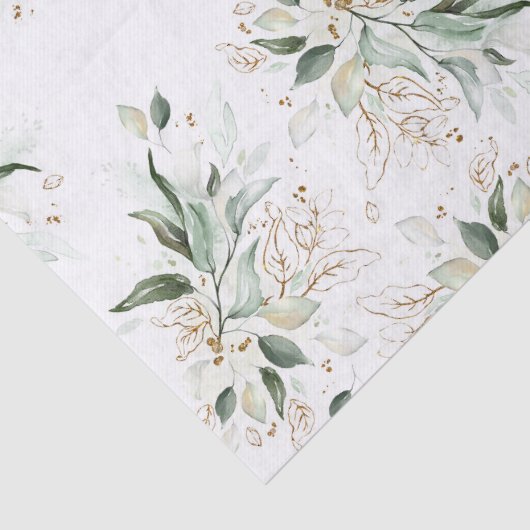 Goldene Grünflächen Branches Elegant White Seidenpapier (Detail)