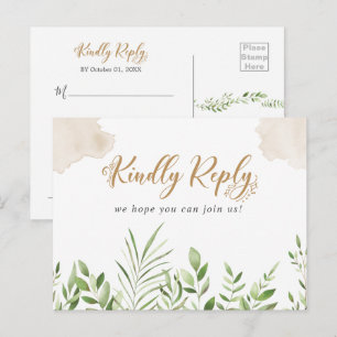 Goldene Grünpflanzen-Song-Anfrage RSVP-Postkarte Einladungspostkarte
