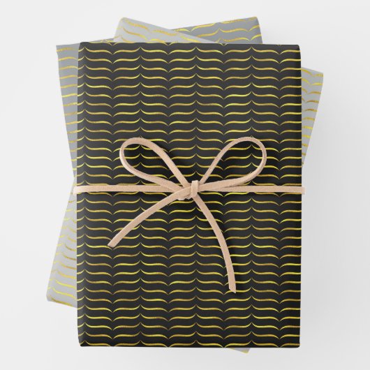 goldene Halterungen mit dunklem Hintergrund Geschenkpapier Set (Beispiel)