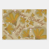 Goldene handgemalte Blumen Geschenkpapier Set (Vorderseite 3)