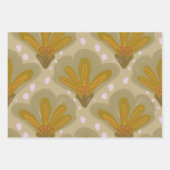 Goldene handgemalte Blumen Geschenkpapier Set (Vorderseite)