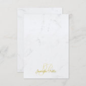 Goldene handgeschriebene Skriptnamen Elegante Marm Mitteilungskarte (Vorne/Hinten)