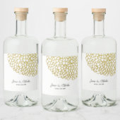 Goldene handgezeichnet Petal-Pattern-Hochzeit Alkoholflaschenetikett (Flaschen)