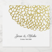 Goldene handgezeichnet Petal-Pattern-Hochzeit Alkoholflaschenetikett (Einzelnes Label)