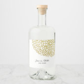 Goldene handgezeichnet Petal-Pattern-Hochzeit Alkoholflaschenetikett (Vorderseite)