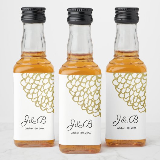 Goldene handgezeichnet Petal-Pattern-Hochzeit Alkoholflaschenetikett (Flaschen)