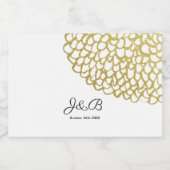 Goldene handgezeichnet Petal-Pattern-Hochzeit Alkoholflaschenetikett (Einzelnes Label)